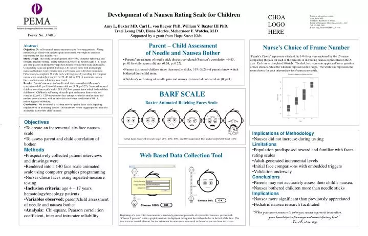 development of a nausea rating scale for children