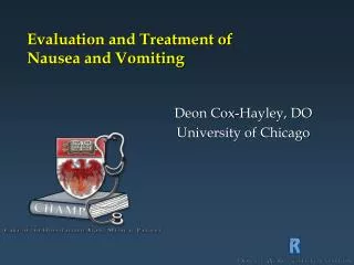 Evaluation and Treatment of Nausea and Vomiting