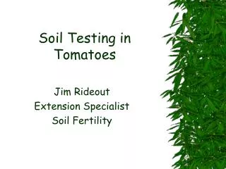 Soil Testing in Tomatoes