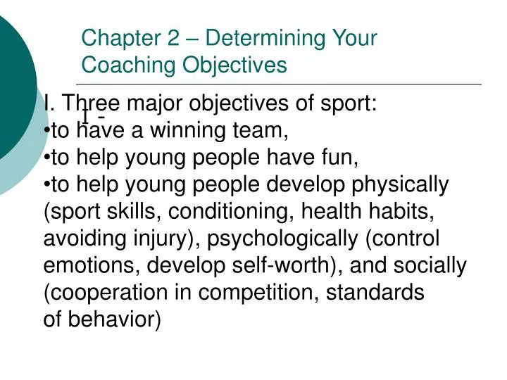 chapter 2 determining your coaching objectives