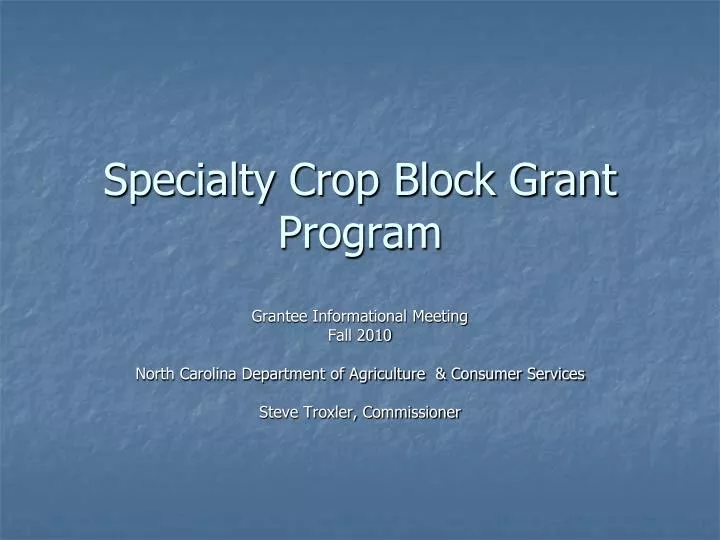 specialty crop block grant program