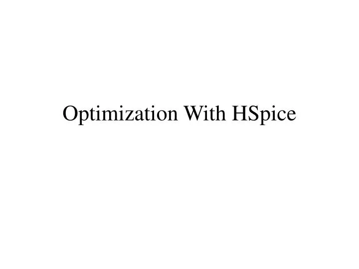 optimization with hspice