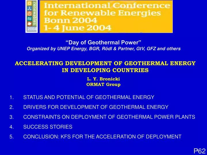 accelerating development of geothermal energy in developing countries