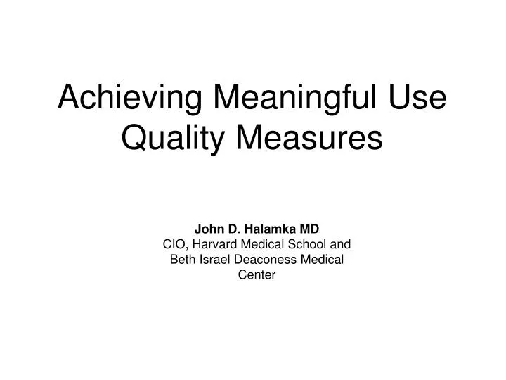 achieving meaningful use quality measures
