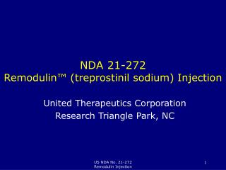 NDA 21-272 Remodulin™ (treprostinil sodium) Injection