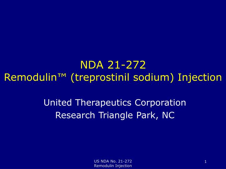 nda 21 272 remodulin treprostinil sodium injection