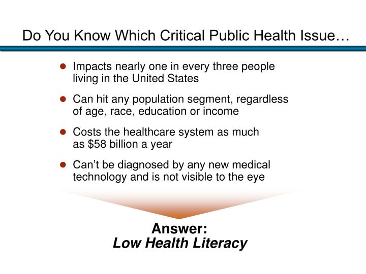 do you know which critical public health issue