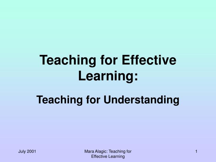 teaching for effective learning