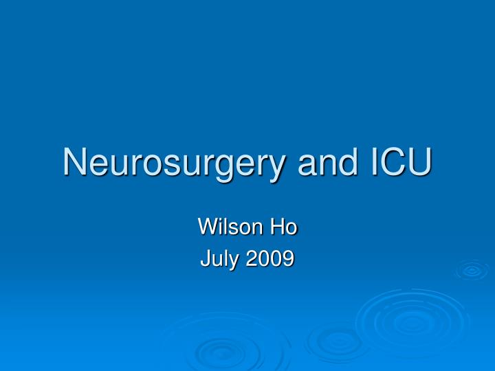 neurosurgery and icu