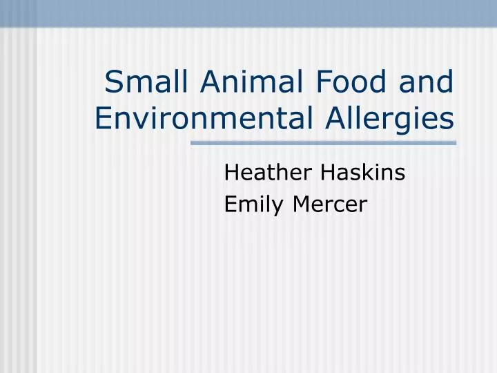 small animal food and environmental allergies