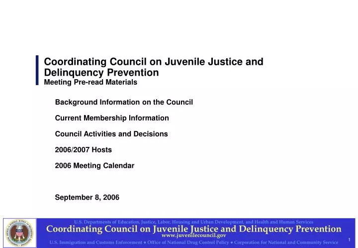 coordinating council on juvenile justice and delinquency prevention meeting pre read materials