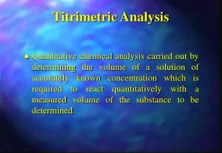 Titrimetric Analysis