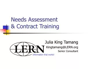 Needs Assessment &amp; Contract Training