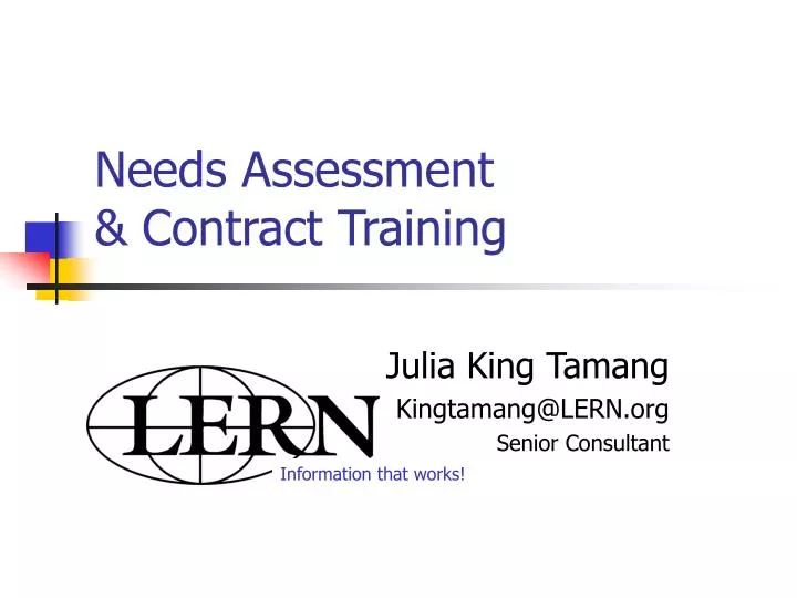needs assessment contract training