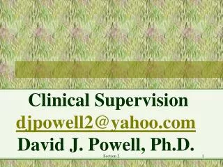 Clinical Supervision djpowell2@yahoo David J. Powell, Ph.D.