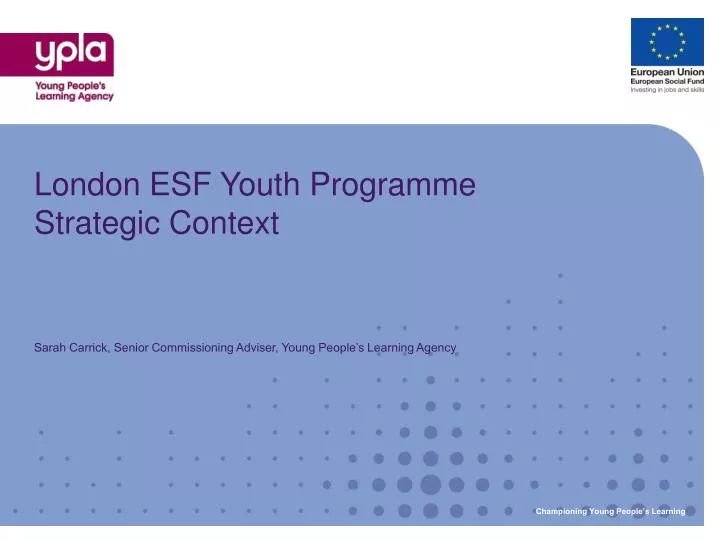 london esf youth programme strategic context