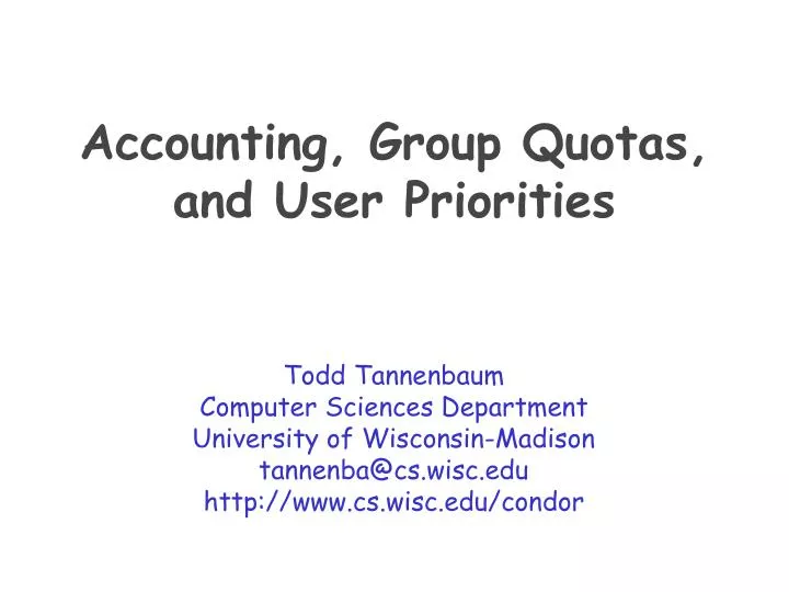 accounting group quotas and user priorities