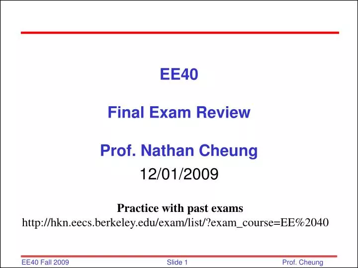 ee40 final exam review prof nathan cheung