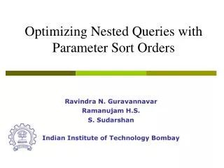 Optimizing Nested Queries with Parameter Sort Orders
