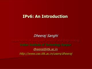 IPv6: An Introduction
