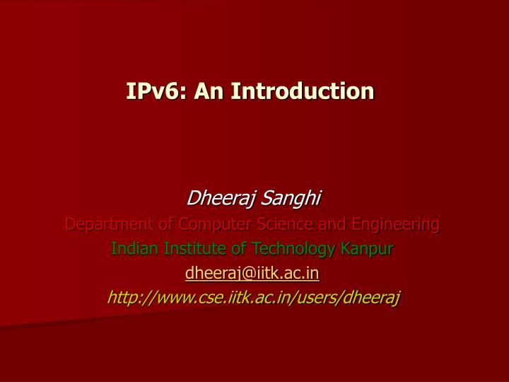 ipv6 an introduction