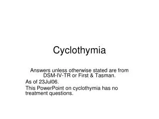 Cyclothymia