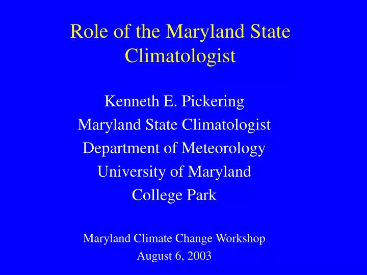 role of the maryland state climatologist