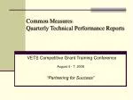 Common Measures Quarterly Technical Performance Reports - slide 1