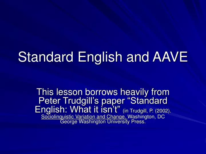 standard english and aave