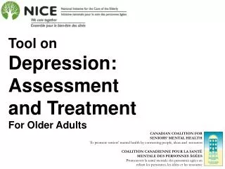 Tool on Depression: Assessment and Treatment For Older Adults