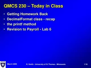 QMCS 230 – Today in Class