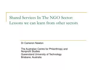 Shared Services In The NGO Sector: Lessons we can learn from other sectors