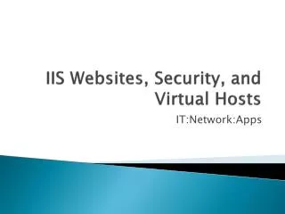 IIS Websites, Security, and Virtual Hosts