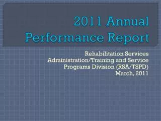 2011 Annual Performance Report