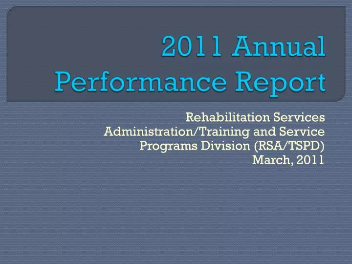 2011 annual performance report
