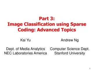 Part 3: Image Classification using Sparse Coding: Advanced Topics