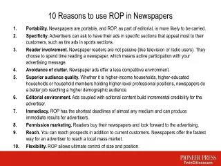 10 reasons to use rop in newspapers