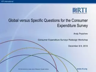 Global versus Specific Questions for the Consumer Expenditure Survey