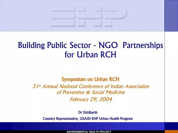 building public sector ngo partnerships for urban rch