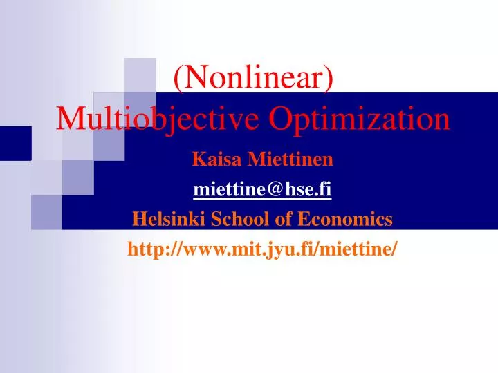 nonlinear multiobjective optimization