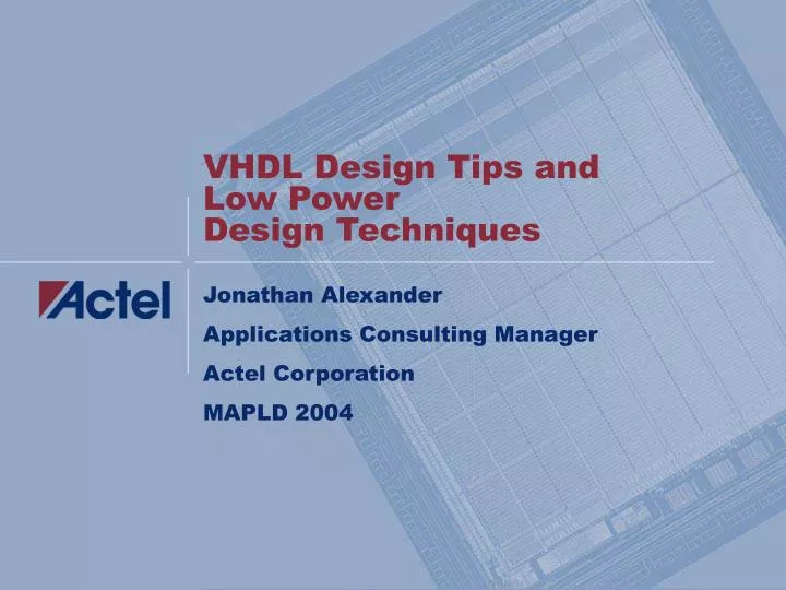 vhdl design tips and low power design techniques