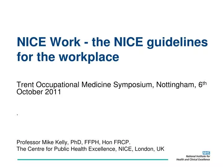 nice work the nice guidelines for the workplace