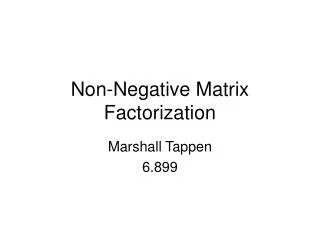 Non-Negative Matrix Factorization