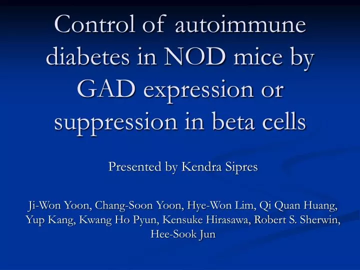 control of autoimmune diabetes in nod mice by gad expression or suppression in beta cells
