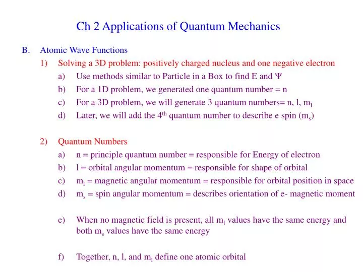 ch 2 applications of quantum mechanics