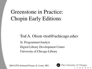Greenstone in Practice: Chopin Early Editions
