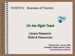 HOSP210 : Business of Tourism