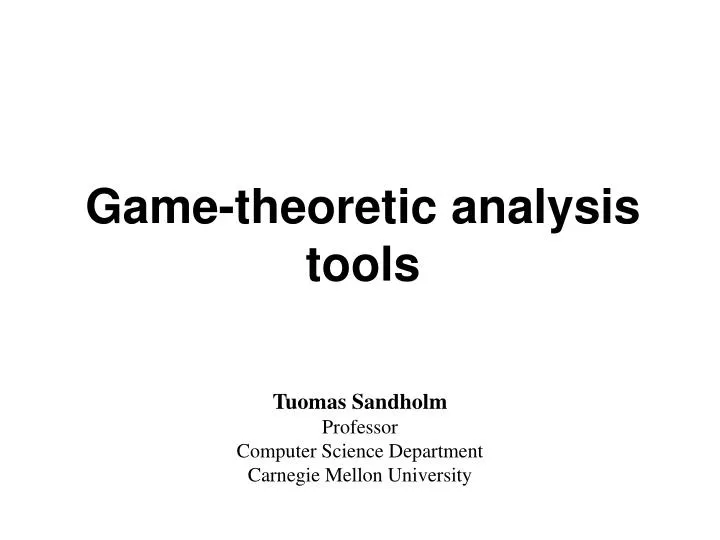 game theoretic analysis tools