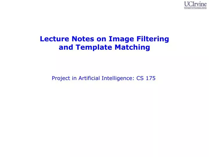 lecture notes on image filtering and template matching