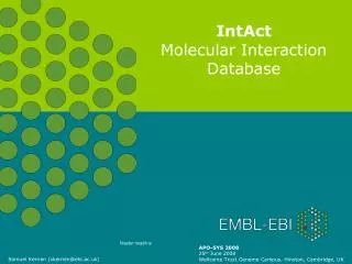 IntAct Molecular Interaction Database